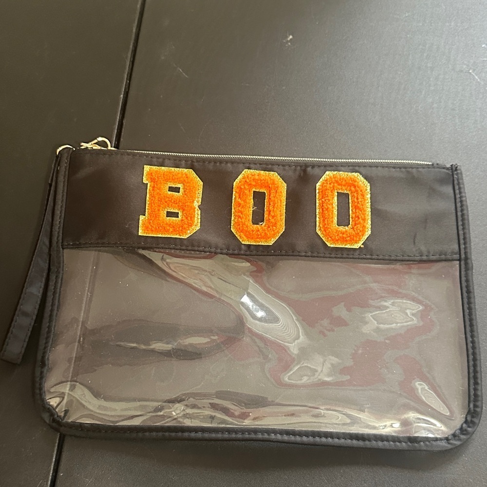 Halloween clear boo wristlet 11.75” x 8.75”